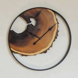 خرید ساعت دیواری چوبی ۶۰ سانت روستیک کد 60c-04 از چوب توت با موتور بی‌صدا